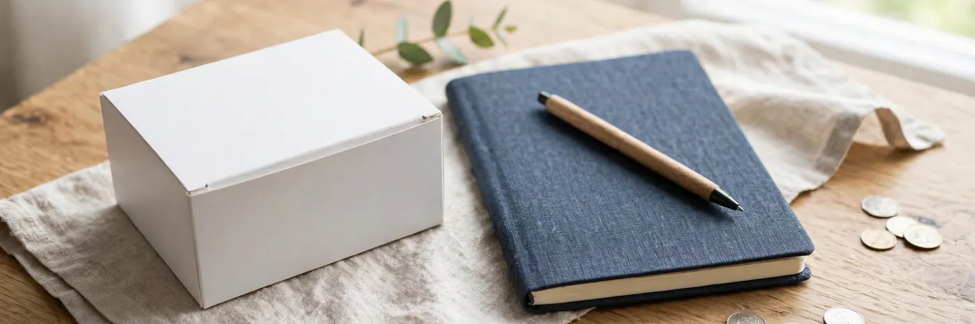 Weight management medicine box beside a household budget notebook